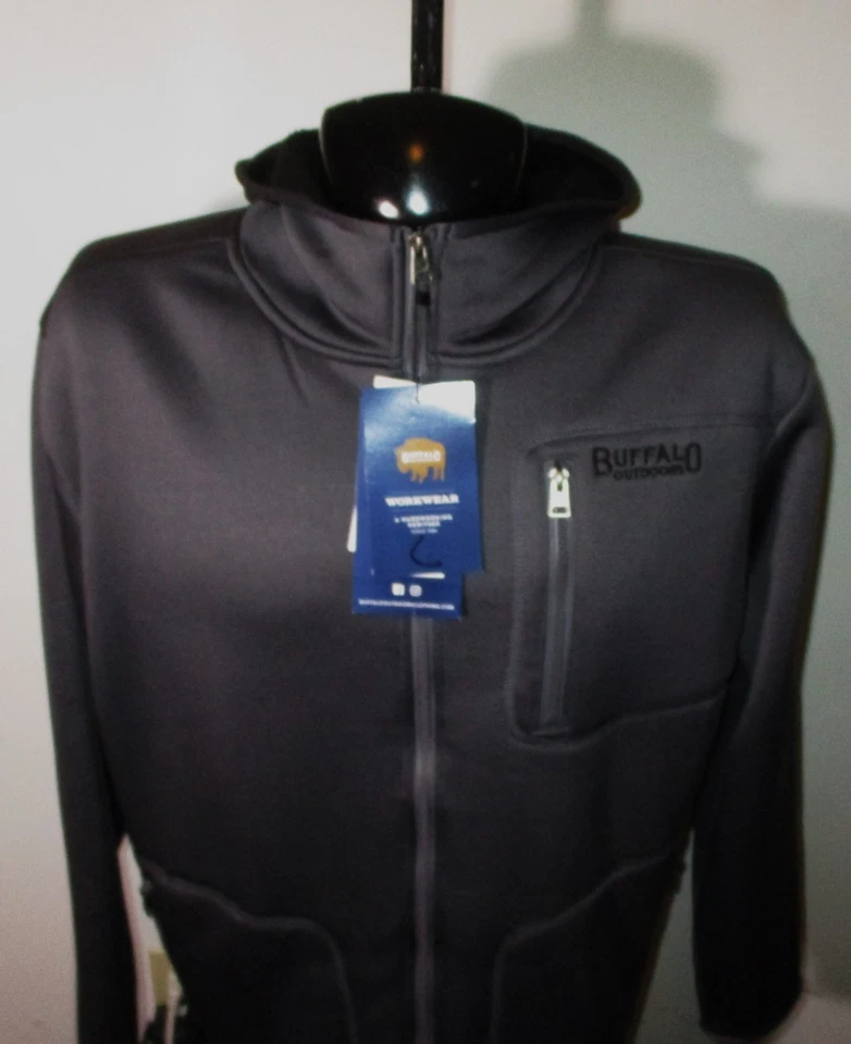 BUFFALO David Bitton Gray Full Zip Sherpa Lined Hooded Work Jacket Size L NWT - Image 2 of 4