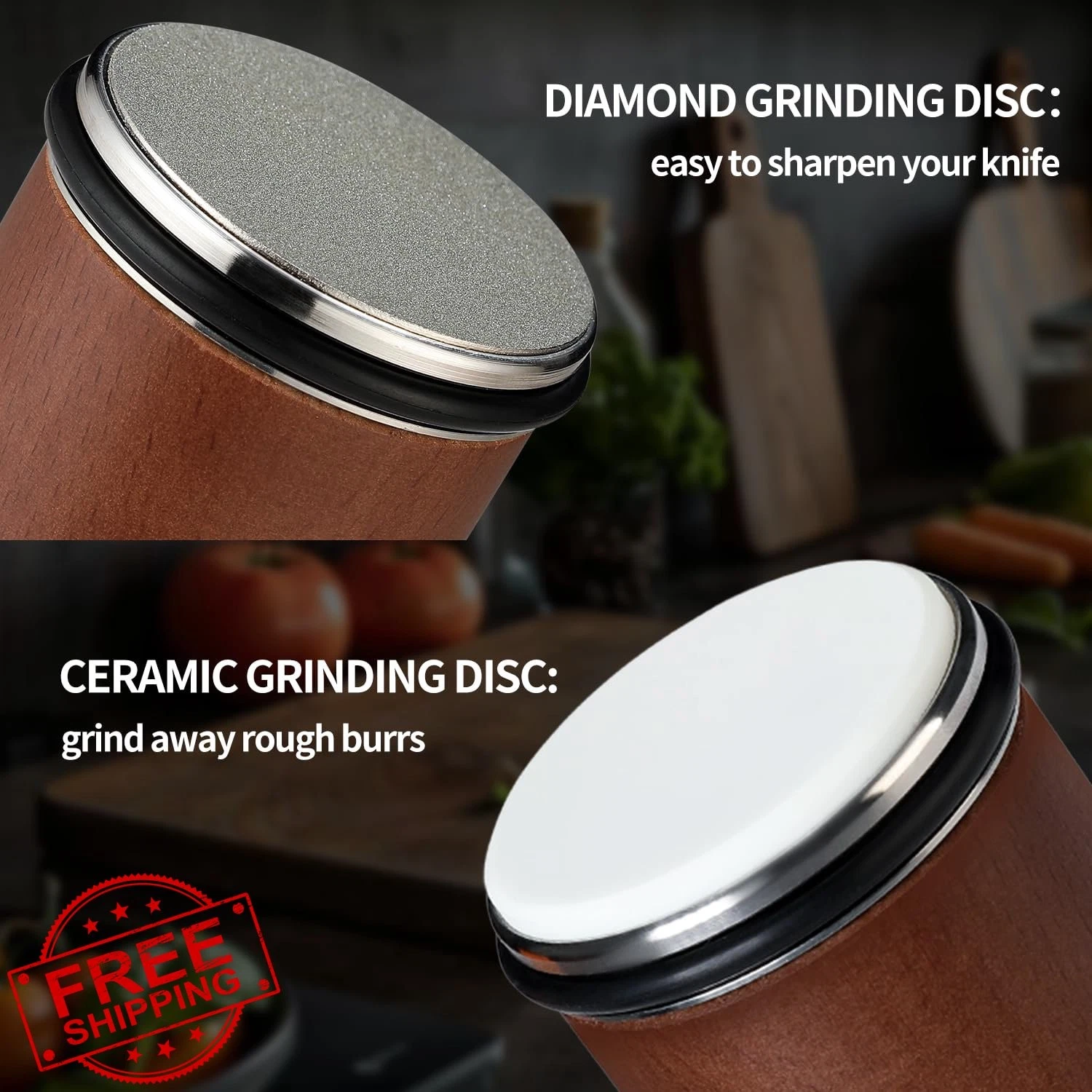 Rolling Knife Sharpener Diamond Ceramic 15° 20° Magnetic Angles Tool