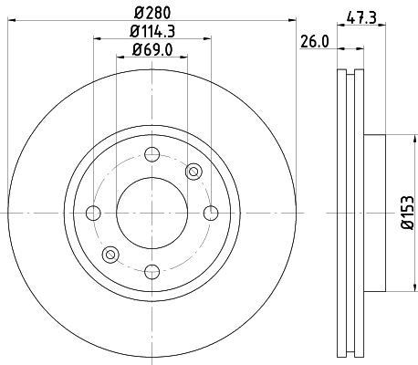 HELLA 8DD 355 111-771 BRAKE DISC Front (PAIR)