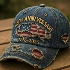 250th US Anniversary Denim Hat 1776  2026 Simulation print Patriotic Baseball Cap