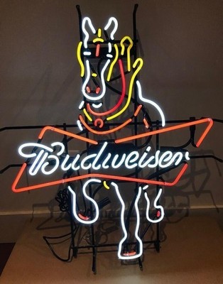 Clydesdale Horse Beer Bowtie 24''x20'' Neon Sign Lamp Light Gift Show Glass NM