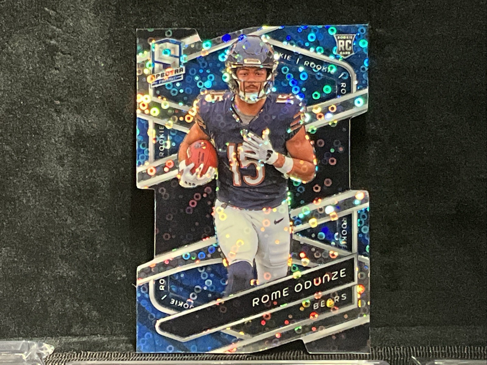 2024 spectra football Rome Odunze 120 Neon Blue /50 Dye Cut