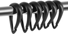Shower Curtain Hooks Black Plastic Shower Curtain Rings, Drop Shaped Shower Hook