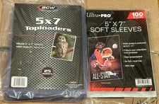 25+ BCW 5x7 Top Loaders & 50+ Ultra Pro Soft Sleeves Trading Cards Photos
