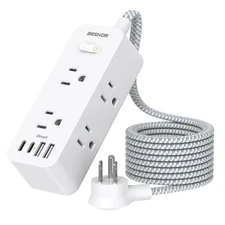Power Strip Surge Protector, 5Ft Extension Cord, 6 Outlets with 4 USB Ports (...