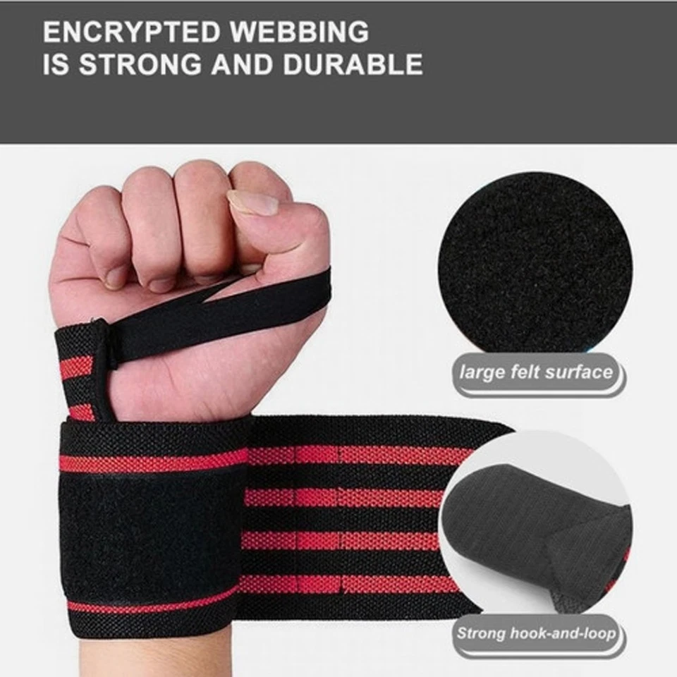 1 Pair Weight Lifting Wrist Wraps Gym Workout Training Support Straps 19.6" Long - Image 4 of 4
