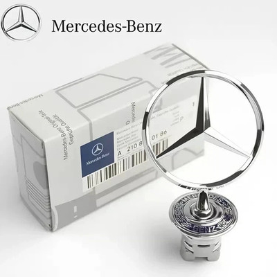 Fit For Mercedes Benz E S C E-Class Hood Star Emblem 44mm Black Chrome 2001-2023