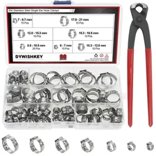 304 Stainless Steel Single Ear Hose Clamps with Pincers Kit 90 PCS