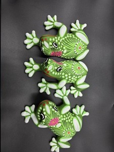 Ceramic Frogs Set - Wall Art (Holes Underneath for Hanging) - Handmade in Mexico
