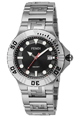 [Fendi] F108100101 Orologio NAUTICO 42mm Quadrante Nero Uomo Argento