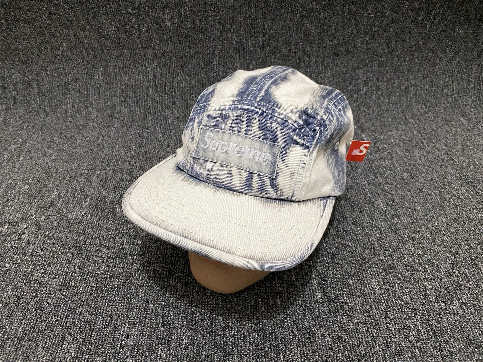 Supreme Mens Bleached Chino Camp Cap Hat One Size New Box Logo 5 Panel Navy Blue