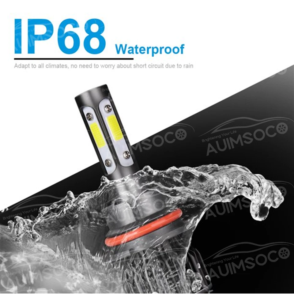 适用于福特野马 1990 - 1993 6000K LED 灯+雾灯 4 个灯泡组合 9004+H3 — 第 4/4 张图片