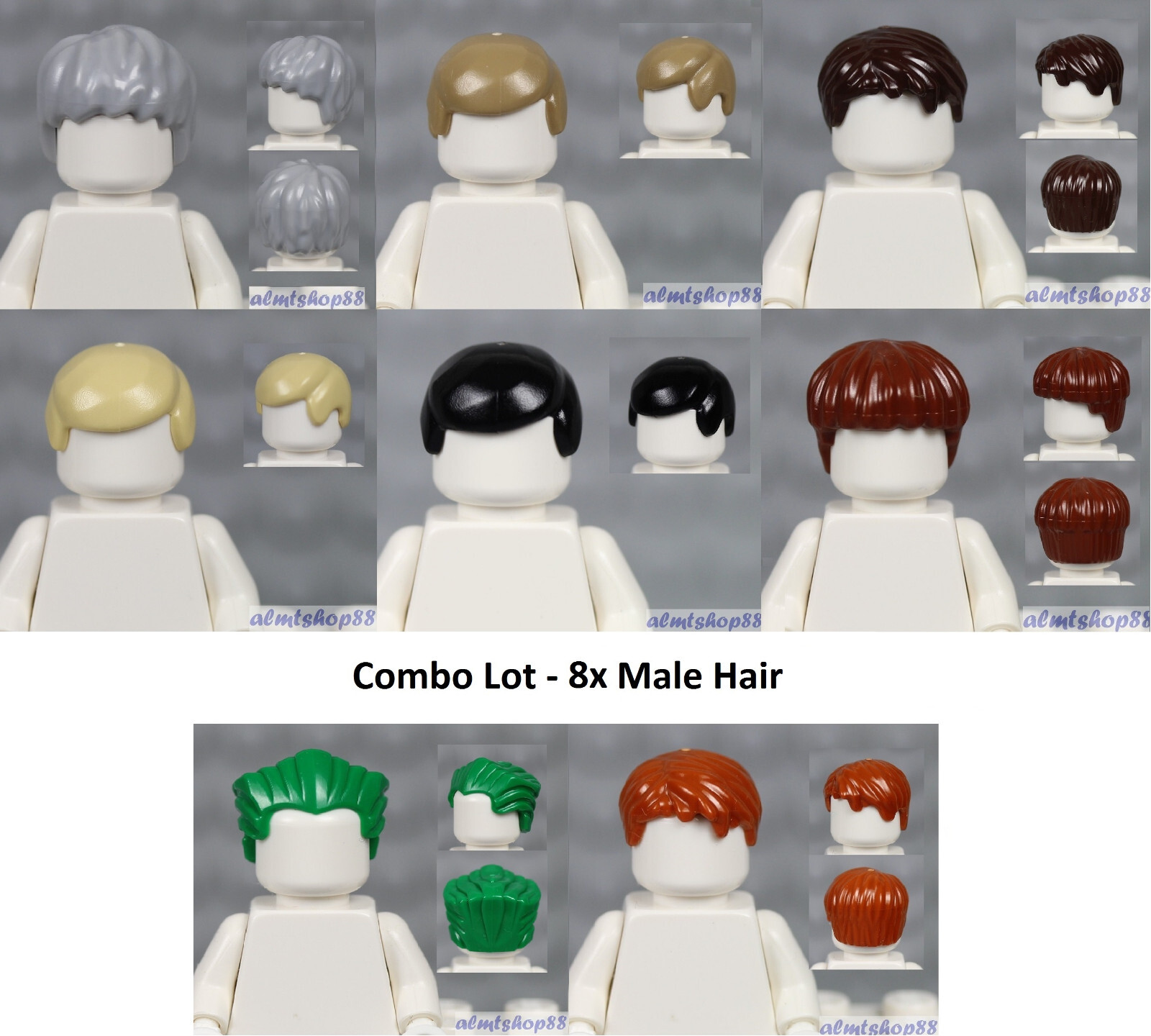 LEGO Assorted Lots of MALE Minifigure Hair Pieces Wigs Hat Cap