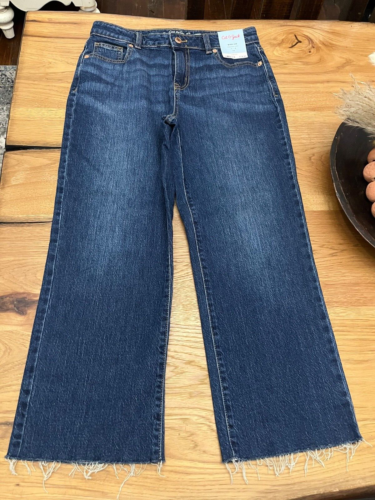 Girls Cat & Jack Wide Leg, Adjustable Waist, Stretch, Raw Hem Jeans Size 16