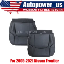 Fits 05-15 Nissan Frontier Driver & Passenger Bottom Leather Seat Covers Black
