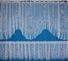 SANTOOR A WHITE TASSELLED FLORAL BOUTIQUE SET(CAFE NET 2 PIECE SET) NET CURTAIN 