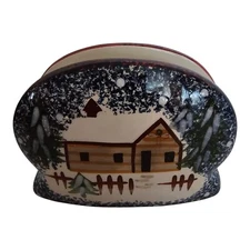 The Cook's Bazaar Holly Mountain Lodge Ceramic Napkin Holder NO Chips