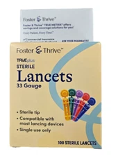 TRUEplus Lancets 33 Gauge X-Fine 100ct  BOX STYLE MAY VARY