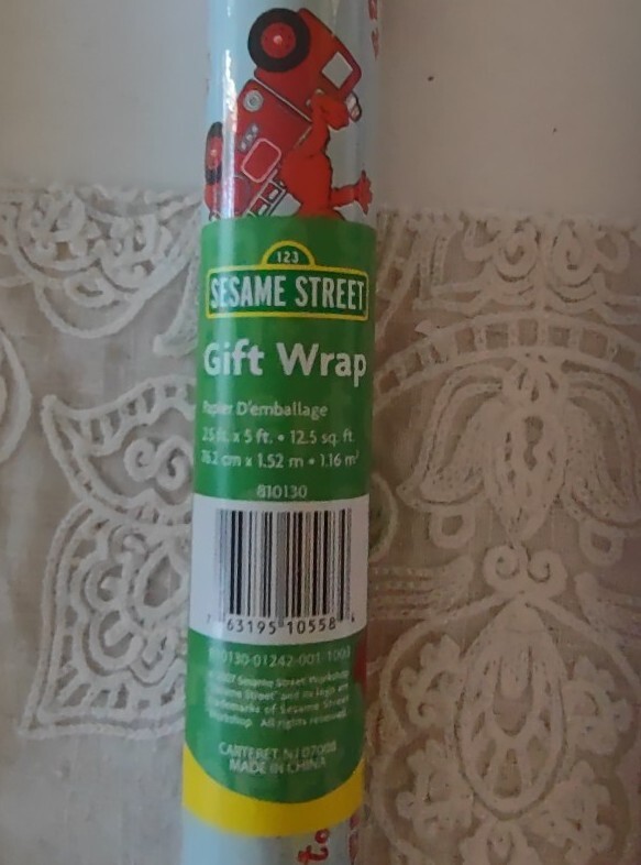 Sesame Street Elmo Wrapping Paper Gift Wrap Roll Fire Engine 12.5 Sq Ft Sealed