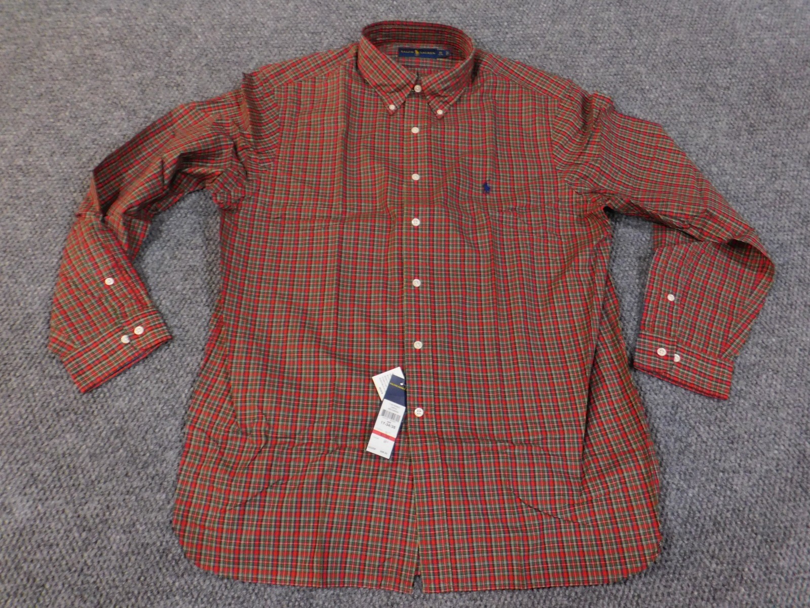 camicia uomo ralph lauren 17 34 35 rosso plaid pony bottoni business casual