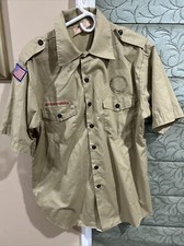 Boy Scout BSA UNIFORM SHIRT Mens Large Short Sleeve Tan H87