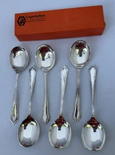 Cooper Bros & Sons Ltd DUBARRY  England Round Bowl Soup Spoons Set Of 6 -  7"