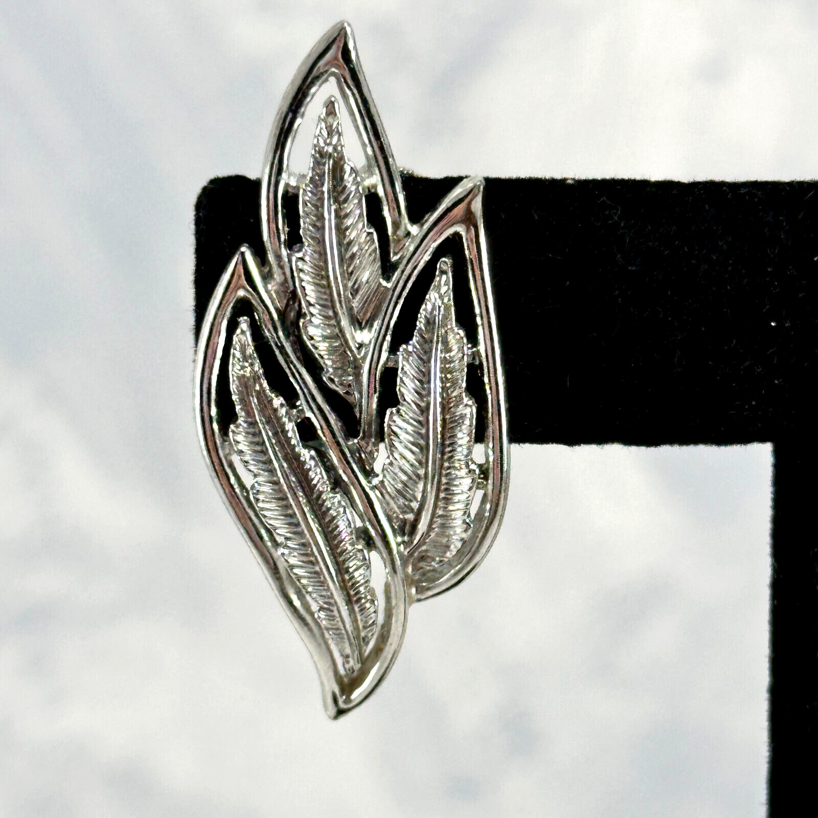 Signed Coro Silver Tone Leaf Shaped Adjustable Sc… - image 2