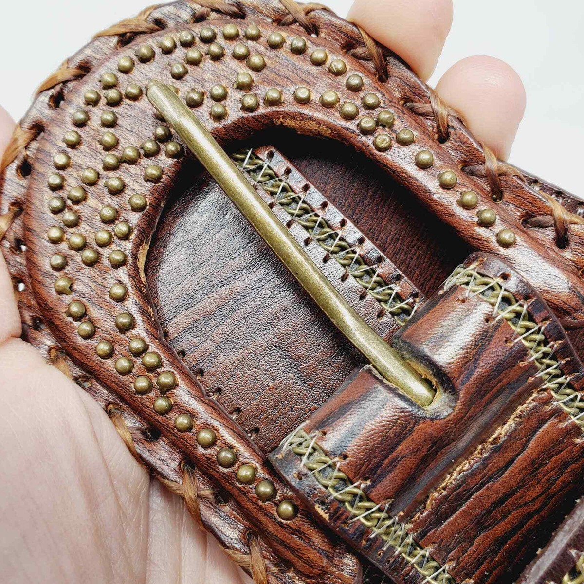 Another Line Inc Leather Brown Wide Studded Buckle Boho  display picture 3