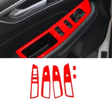Car Glass Window Switch Lock Panel Trim 6PCS For Ford Edge 2015-2017 Bright Red