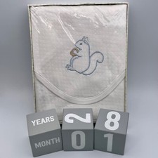 Baby Milestone Blocks  Knit Blanket with Embroidered Squirrel Boxed