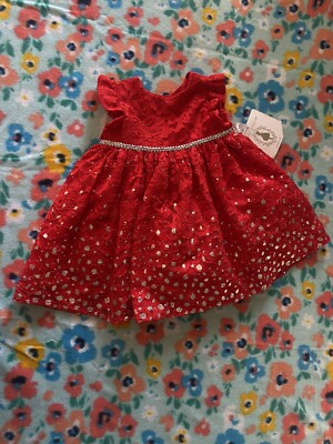 red dress 12 months Baby Girl Toddler Ivory Lace and Red Dress - Sz 12 Months - Handmade Ready to Ship