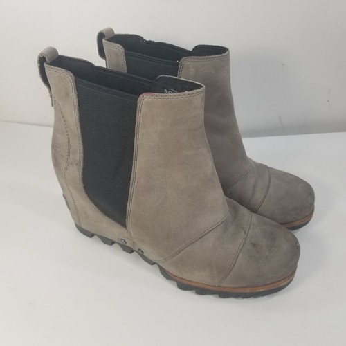 SOREL Joan of Arctic Wedge Mid Ankle Boot Womens 8 Leather Slip On - Picture 5 of 14