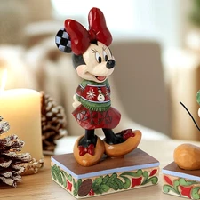 ღ New JIM SHORE DISNEY Figurine MINNIE MOUSE Christmas Ugly Sweater Snowman