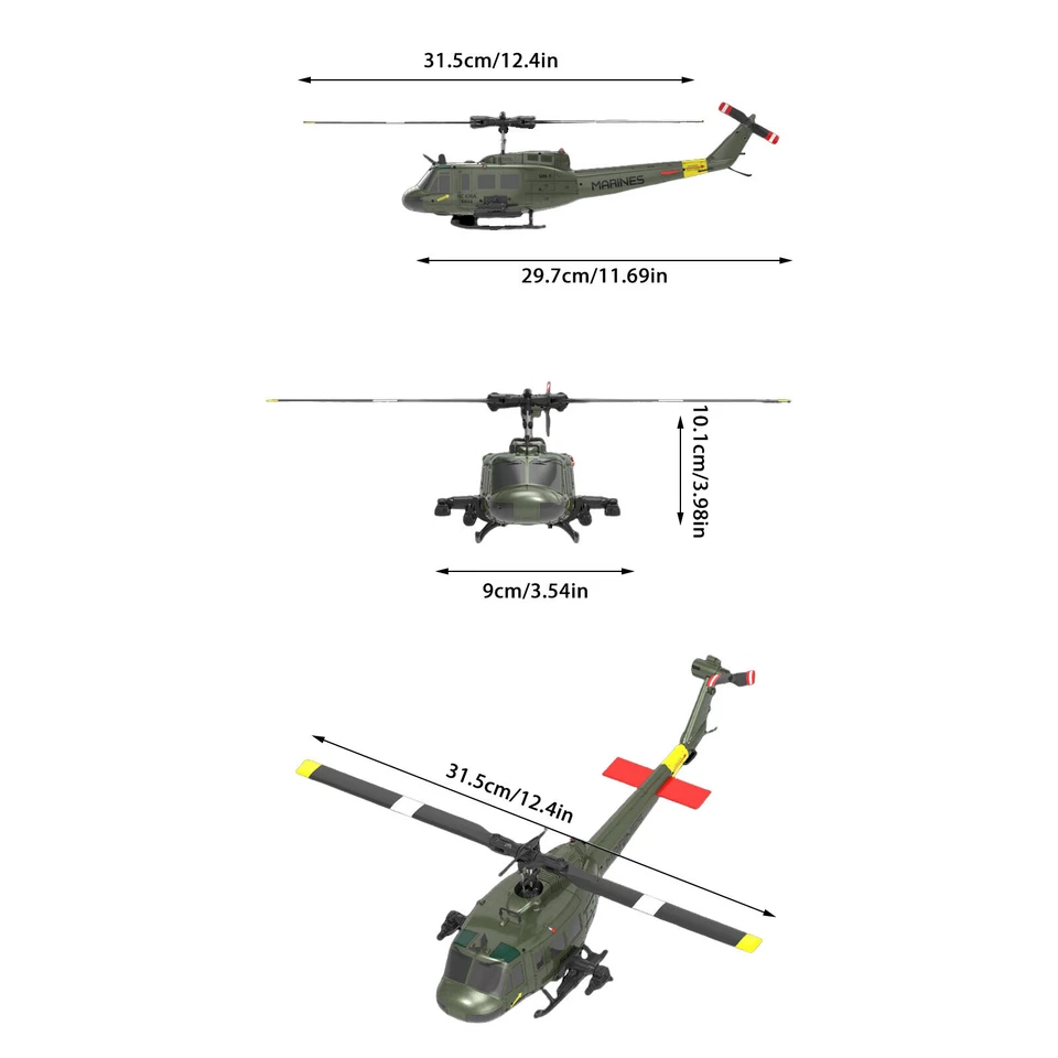 C032 UH-1 RTF RC Helicopter 6CH 6 axis Gyroscope One Click 3D Flip Optical Flow - Image 2 of 4