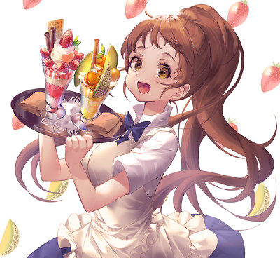 Anime girls taneshima popura working brunette waitress Playmat Game Mat Desk