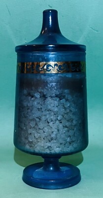 Vtg Max Factor Aquarius Perfumed Candle, Hollywood CA Paris in Blue Stash Jar