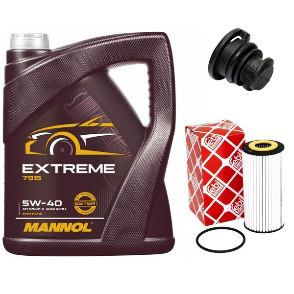 MotoröL Set 5W-40 5 Liter + ÖLfilter + ÖLablassschraube FüR Audi A5 A4 1.8 2.0-image