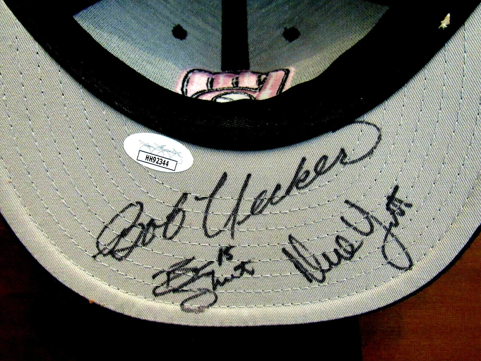 BOB UECKER VOICE OF THE BREWERS SHEETS YOST HOF SIGNED AUTO BREWERS CAP HAT JSA - Изображение 2 из 4