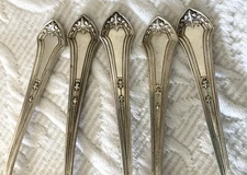 Antique Sterling DURGIN LENOX 1912 Bouillon Soup Spoons ART DECO Mono Lot of 5