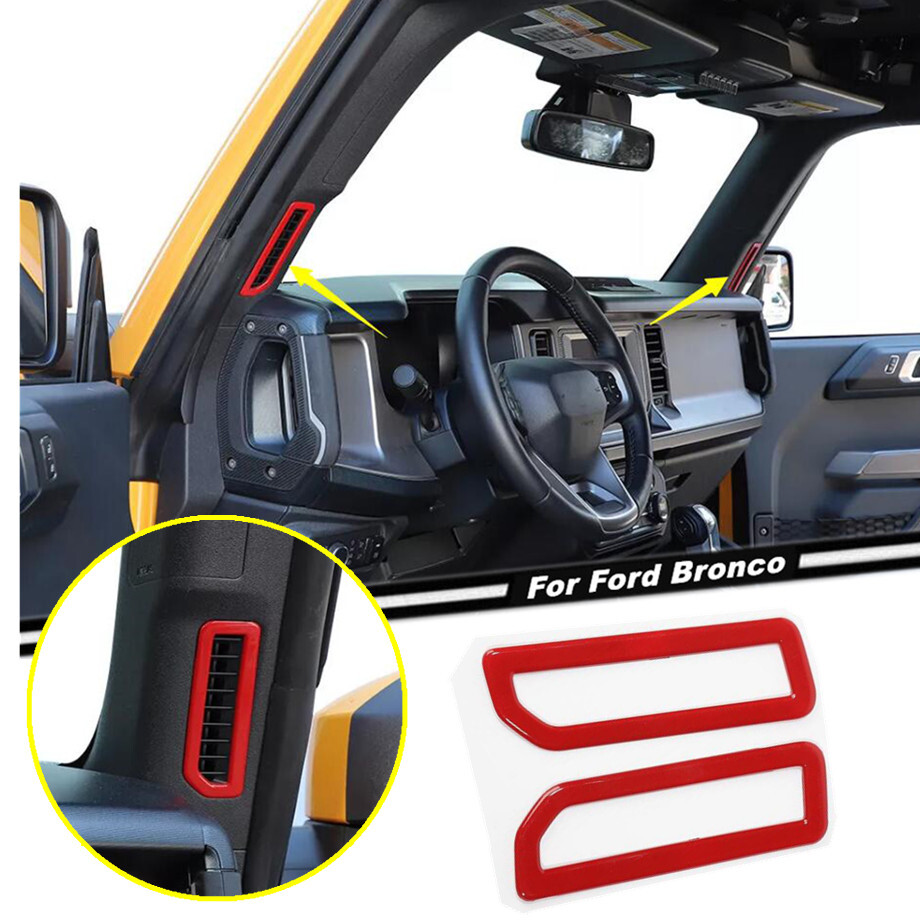 2021-2024 Ford Bronco Red A/C Vent Cover Trim Pair
