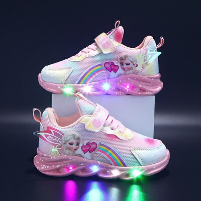 Kinderschuhe Glühen Sportschuhe Mädchen Elsa Prinzessin Schuhe Licht Up@Sneakers