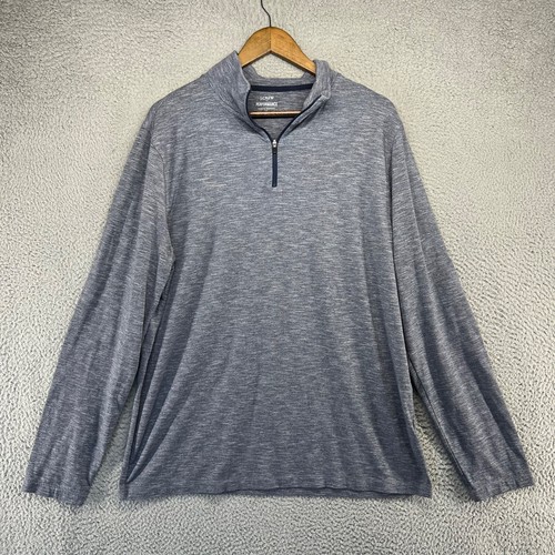 J Crew 1/4 Zip Pullover Men's Extra Large Blue Performance Stretch Mock Neck