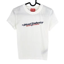 DIESEL Women White t-SLI-IND Crew Neck SS t Shirt Size M