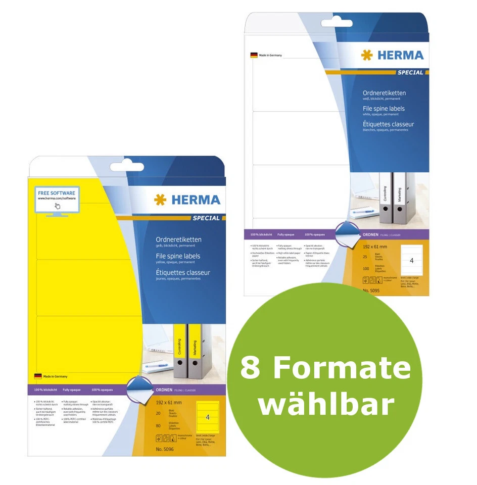 Herma Ordneretiketten beschriftbar Etiketten Ordner A4 Bogen Auswahl *