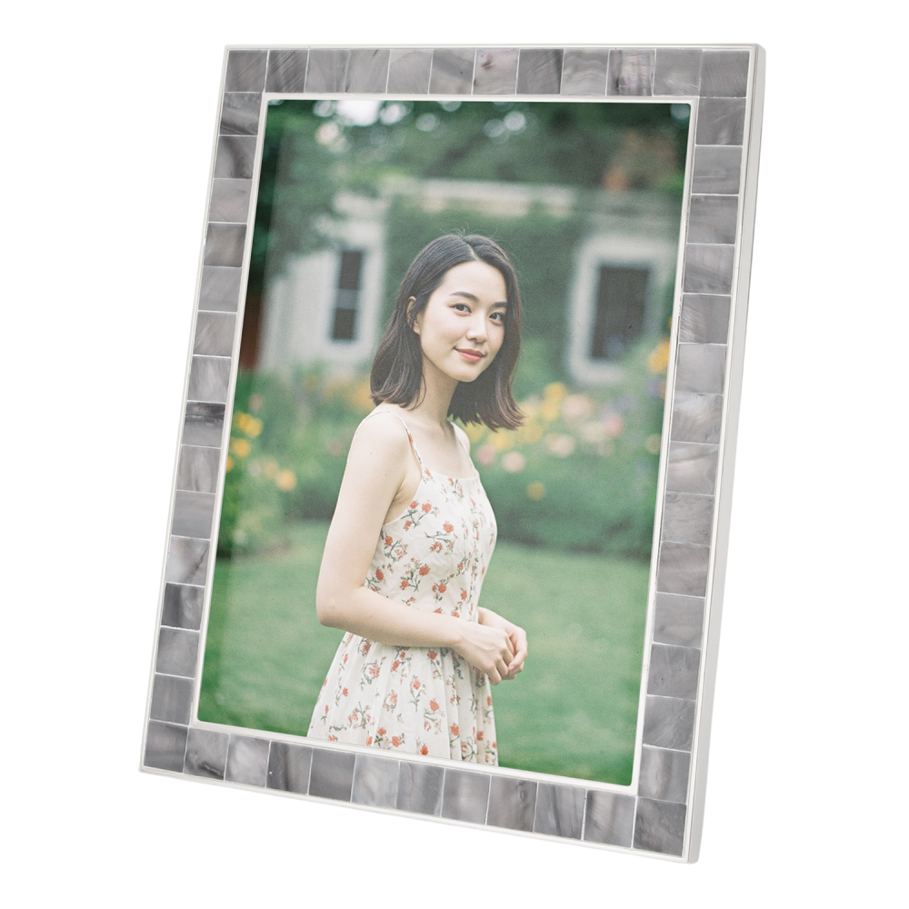 Beautiful Grey Mother of Pearl 5 x 7 Picture Frame with Nickel Trim by Happy ...