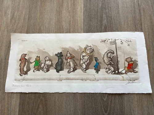 boris o'klein french dirty dogs colour etching .signed in pencil
