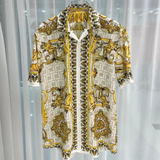 Button Down Shirt Men Fashion Floral Casual Summer Short Sleeve Casual Shirts