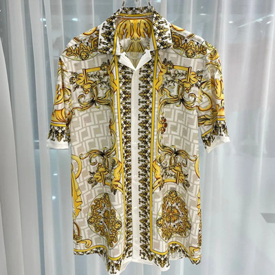 Button Down Shirt Men Fashion Floral Casual  Summer Short Sleeve Casual Shirts