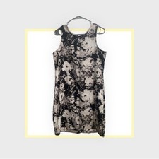 Gap Knee Length Sleeveless Dress Womens Size M Black White Floral