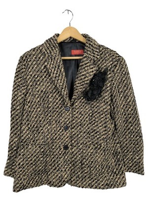 TAIFUN Strickblazer Damen Blazer Gr. DE 42 blassgelb-schwarz Casual-Look